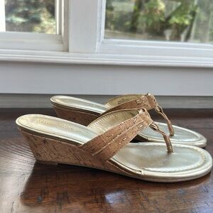 Lilly Pulitzer Gold Corked Pattern Women's Heeled Sandals